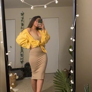 Nude Bodycon Midi Dress